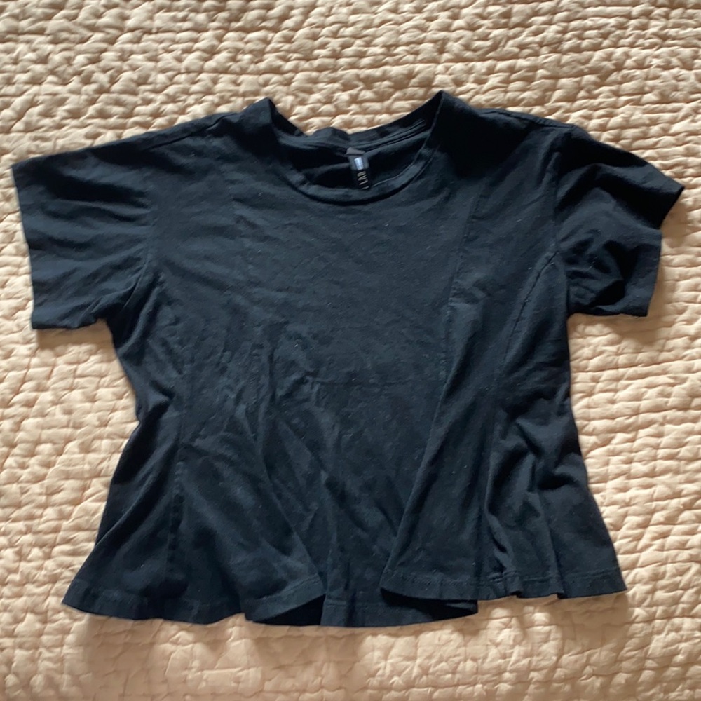 Lord and Taylor Peplum Tee Shier Black Small